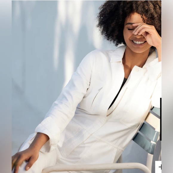 Outerknown ecru ivory long sleeve zip up front station jumpsuit size small new - Picture 4 of 6